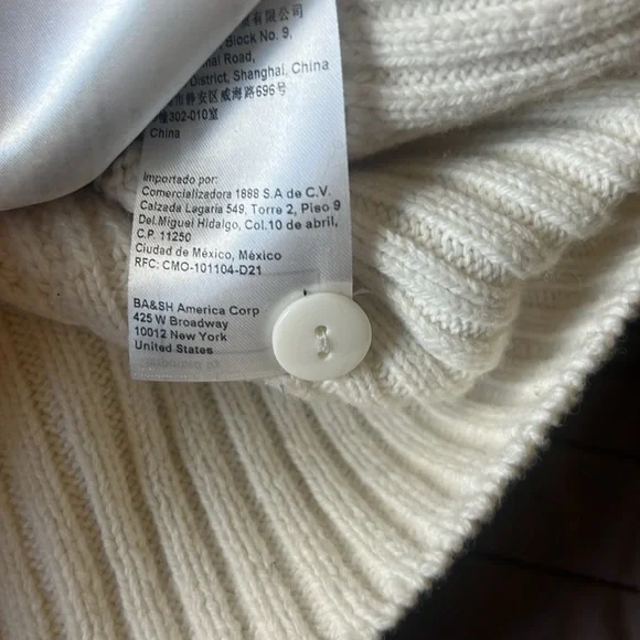 ba&sh Cream Striped Crewneck Sweater with Gold Buttons - Picture 4 of 5